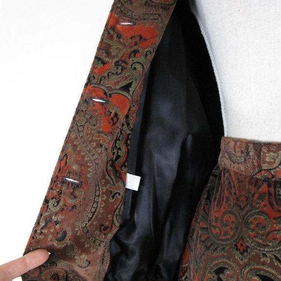 Vintage Marguerite Rubel San Francisco Velvet Jacquard Skirt Set Suit S - Picture 11 of 16